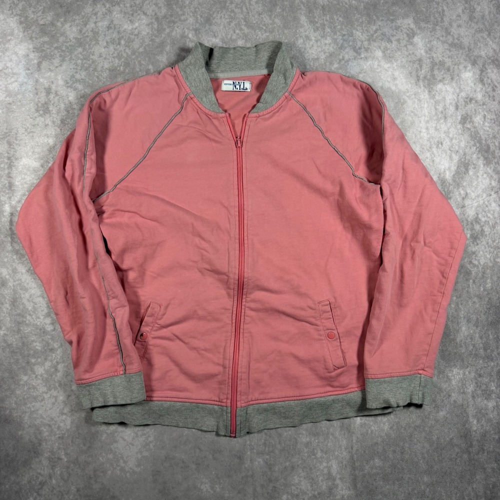 New York Laundry Pink Grey Zip Up Sweater Womens Medium Y2K Chic Style Cozy